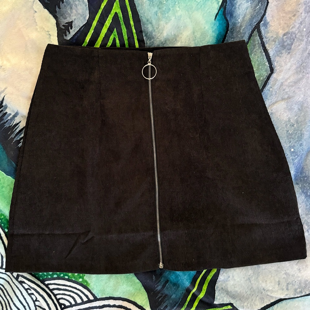 Black Zipper Mini Skirt Medium